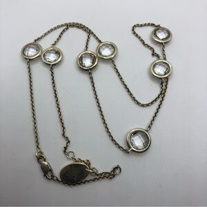 STERLING & Crystal Facet Cut Round Stone Station
Necklace 18"